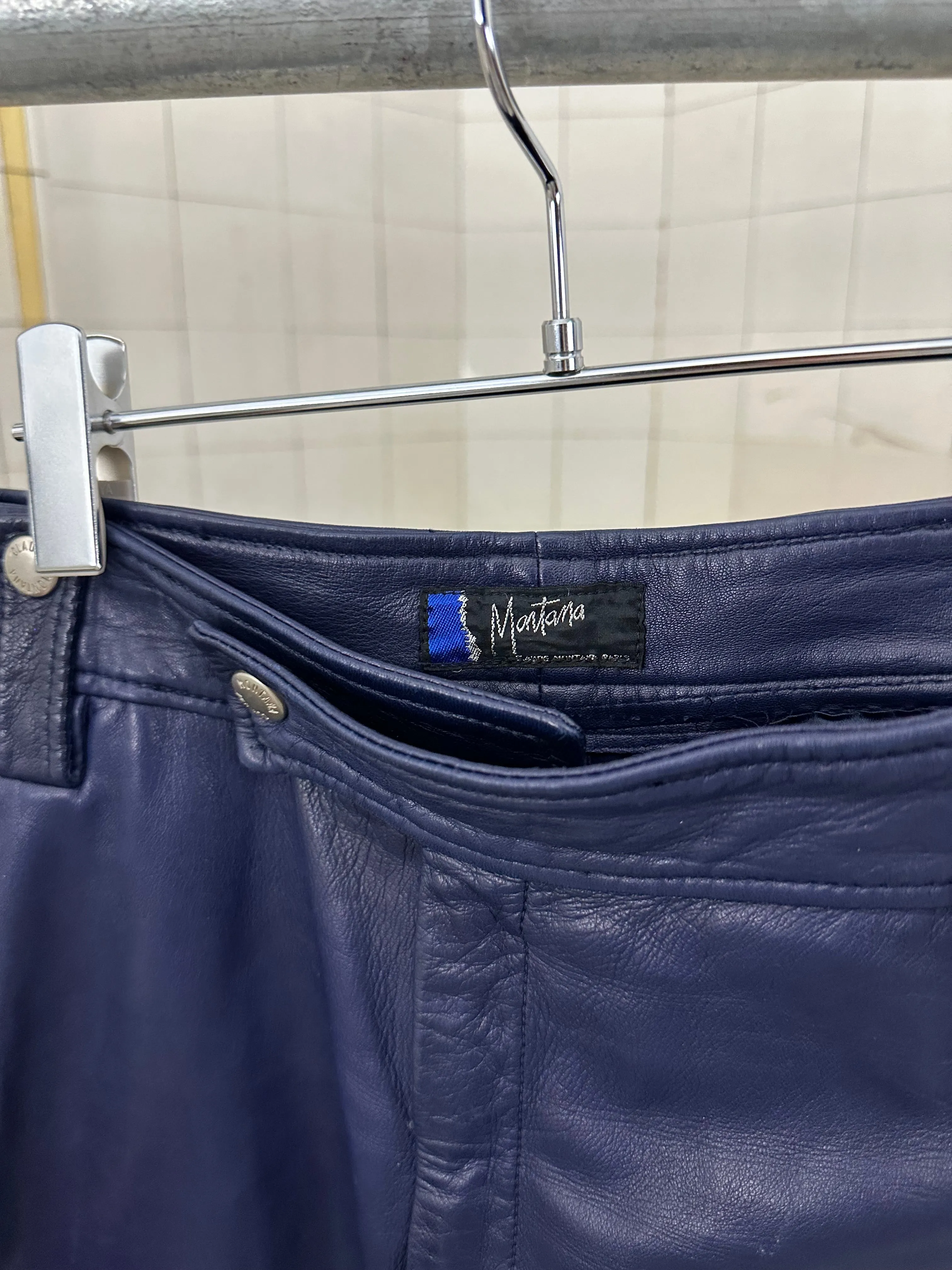 1980s Claude Montana Padded Leather Moto Pants - Size L