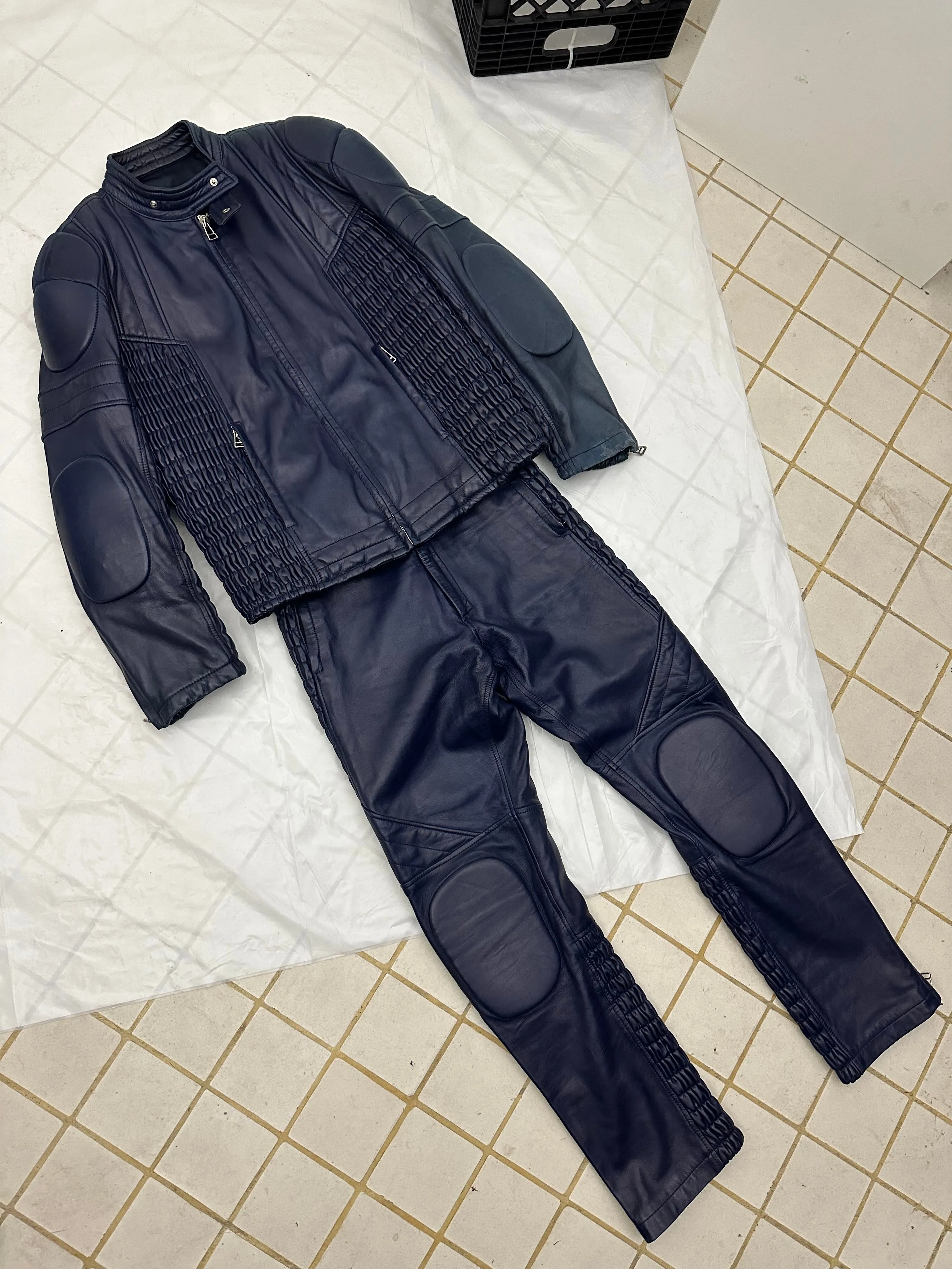 1980s Claude Montana Padded Leather Moto Pants - Size L