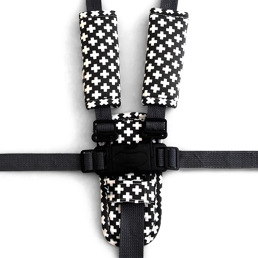 3 Piece Harness Cover Set - Charcoal Crosses