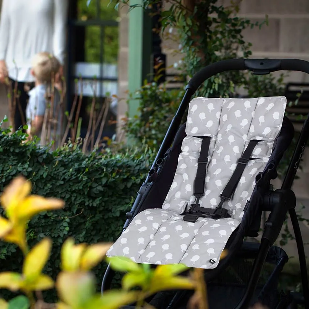 3 Piece Pram Liner Set - Grey Birds