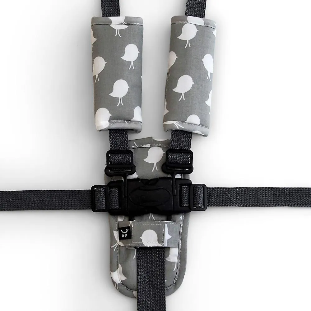 3 Piece Pram Liner Set - Grey Birds