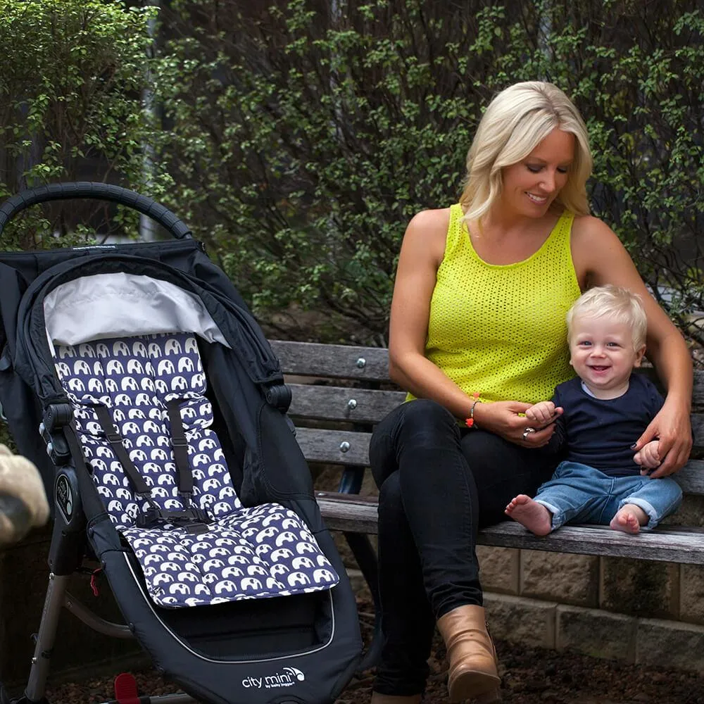 3 Piece Pram Liner Set - Navy Elephant