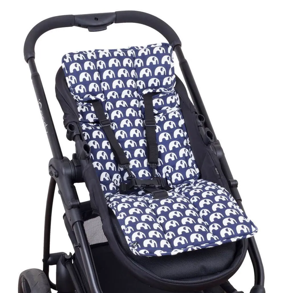 3 Piece Pram Liner Set - Navy Elephant