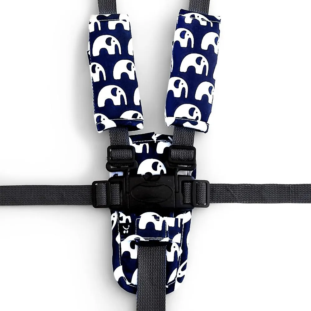3 Piece Pram Liner Set - Navy Elephant