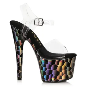 709-YO 7" Stiletto Sandal with Holographic Platform