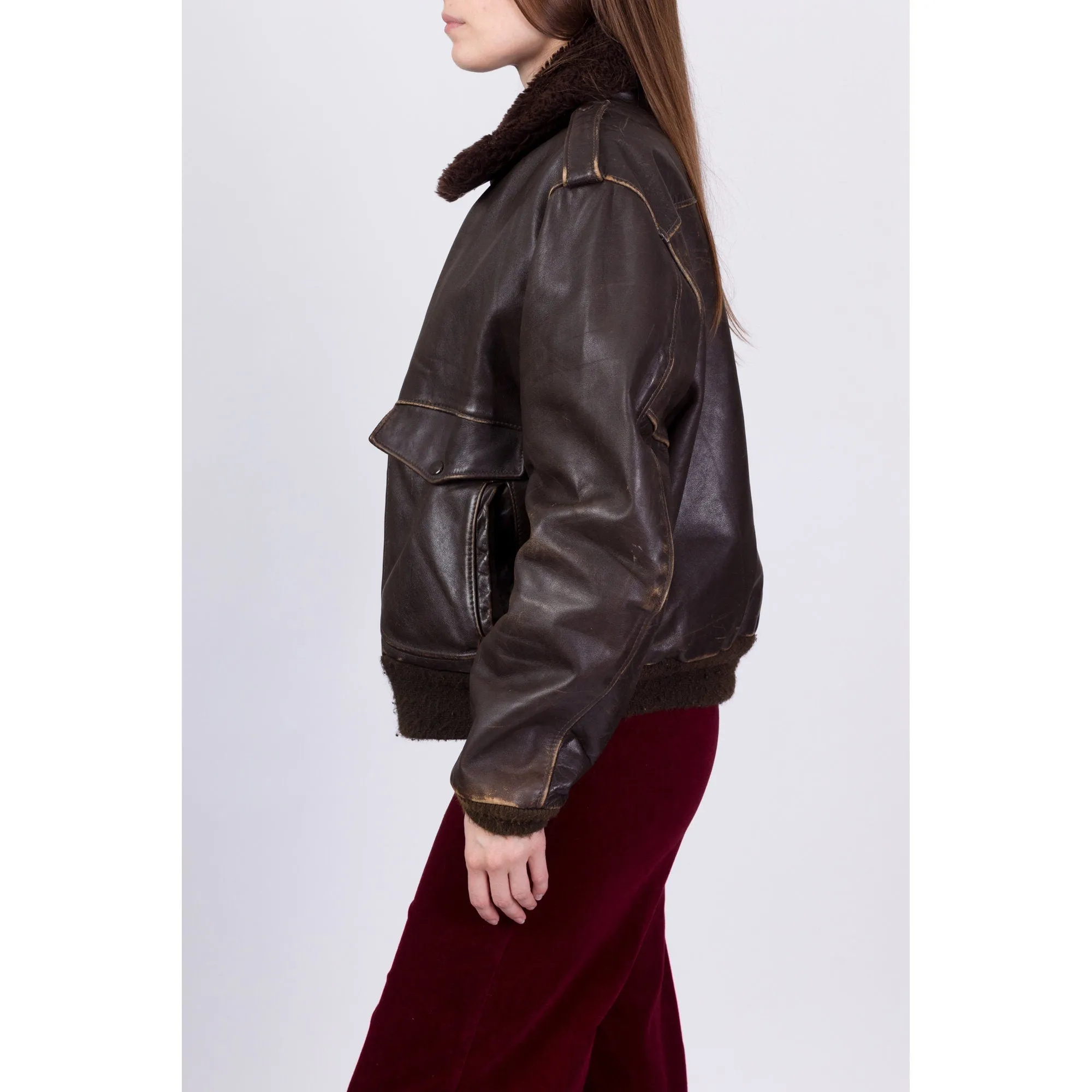 70s Schott G-1 Brown Leather Bomber Flight Jacket - Men's Large, Women's XL