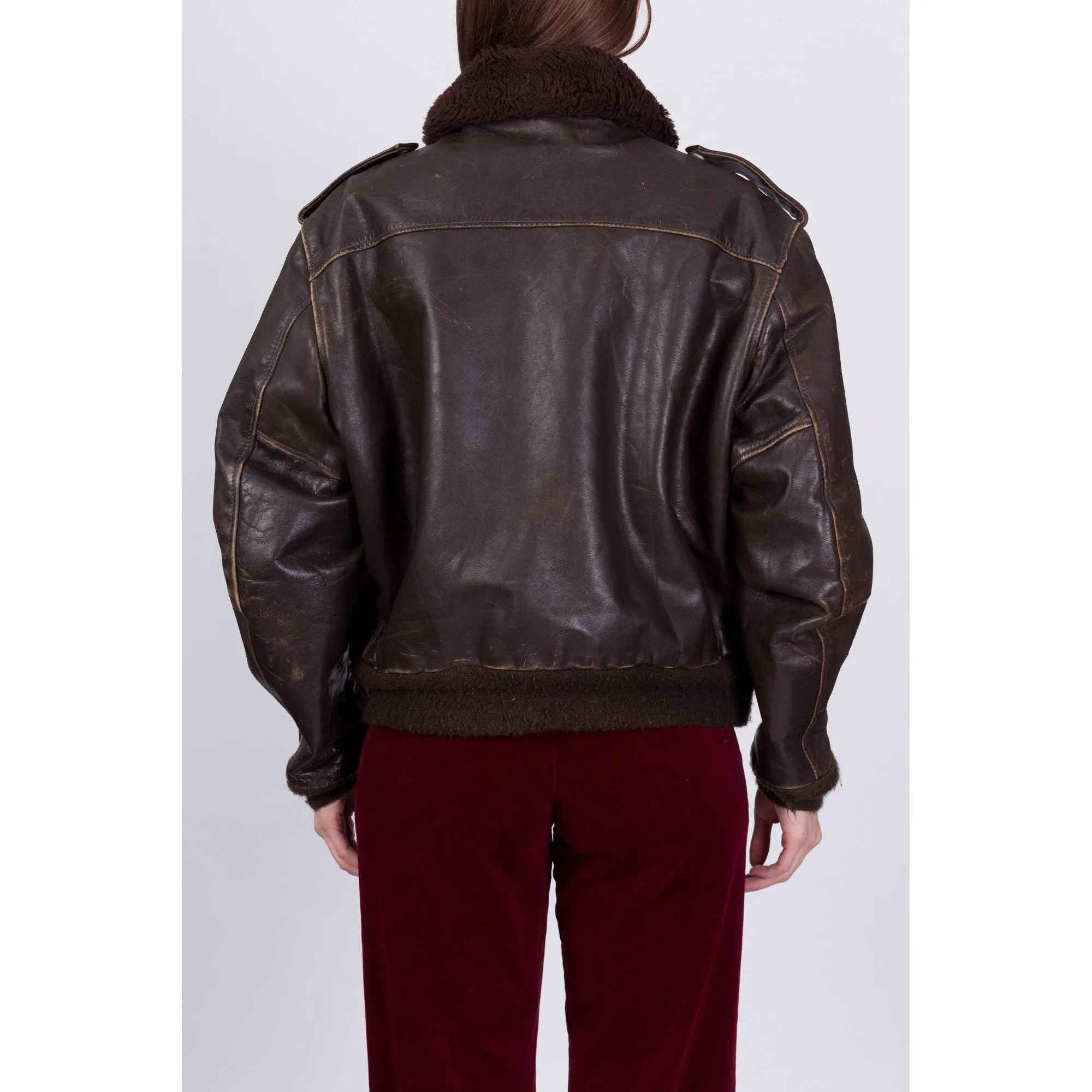 70s Schott G-1 Brown Leather Bomber Flight Jacket - Men's Large, Women's XL