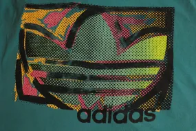 Adidas 90's Wrap Around Logo Vintage T-Shirt USA Neon Trefoil Colors Round Two