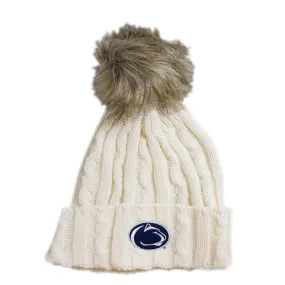 Alps Faux Fur Ladies Pom Knit Beanie