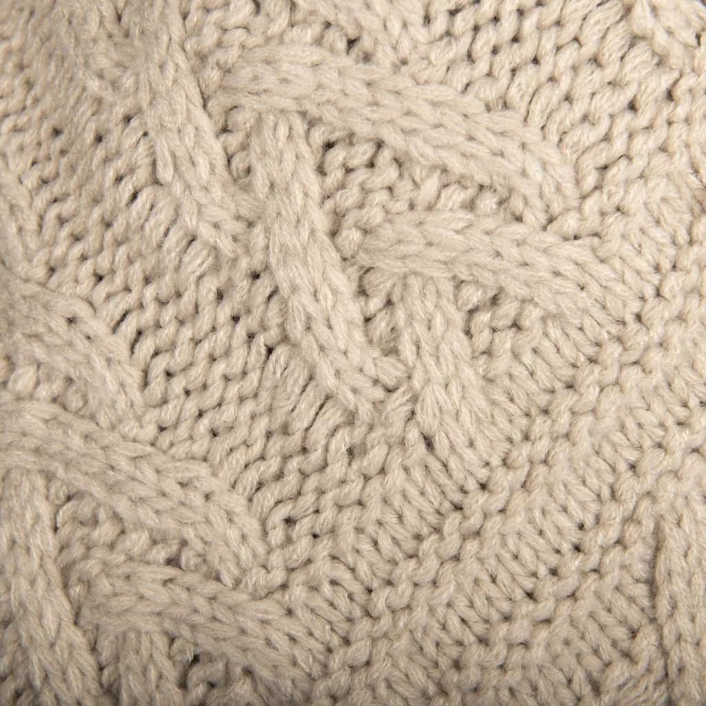 Aran Multi Cable Fur Edge Serape Shawl