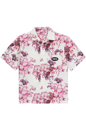Ashluxe Men's Flower Printed. Bowling Shirt - Pink