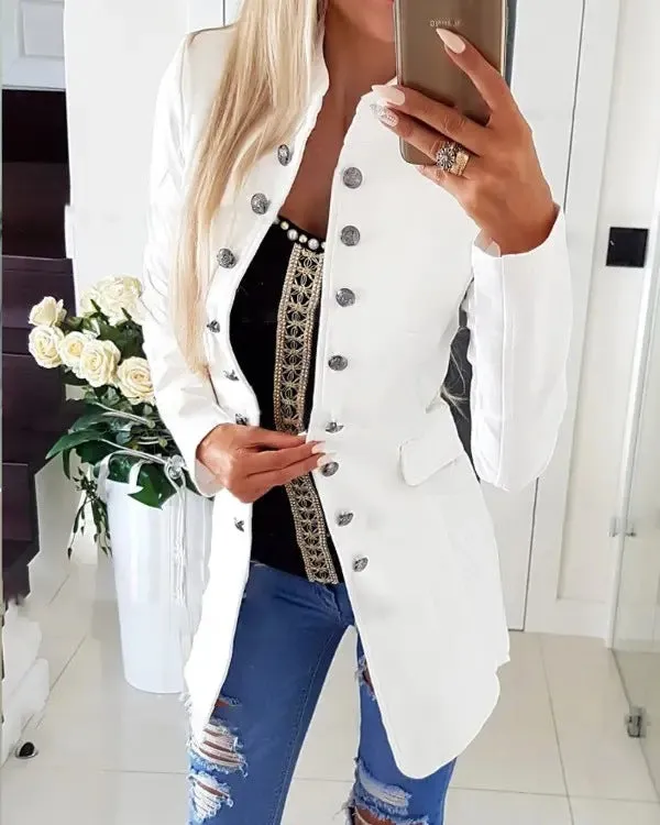 Autumn And Winter New Round Neck Long Sleeve Plaid Wool Coat Long Shirt