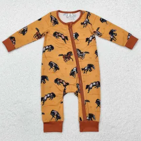 Baby Infant Boys Rompers Western Horse Zip Bamboo Rompers LR1857