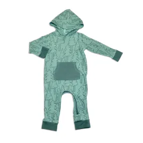Bamboo Fleece Hooded Romper w/Zipper (Forest Print)