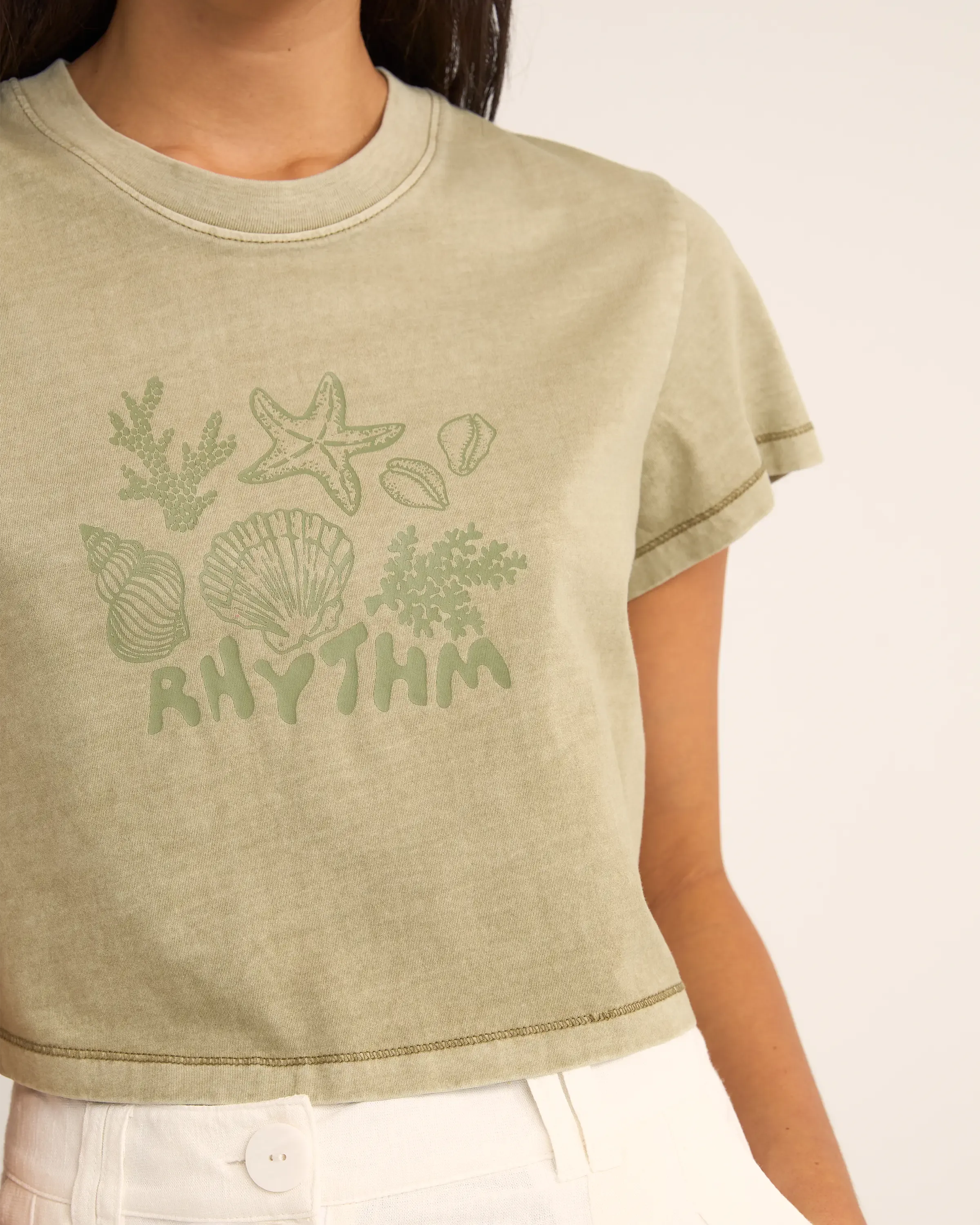 Beachcomber Crop Crew T-Shirt in Ivy