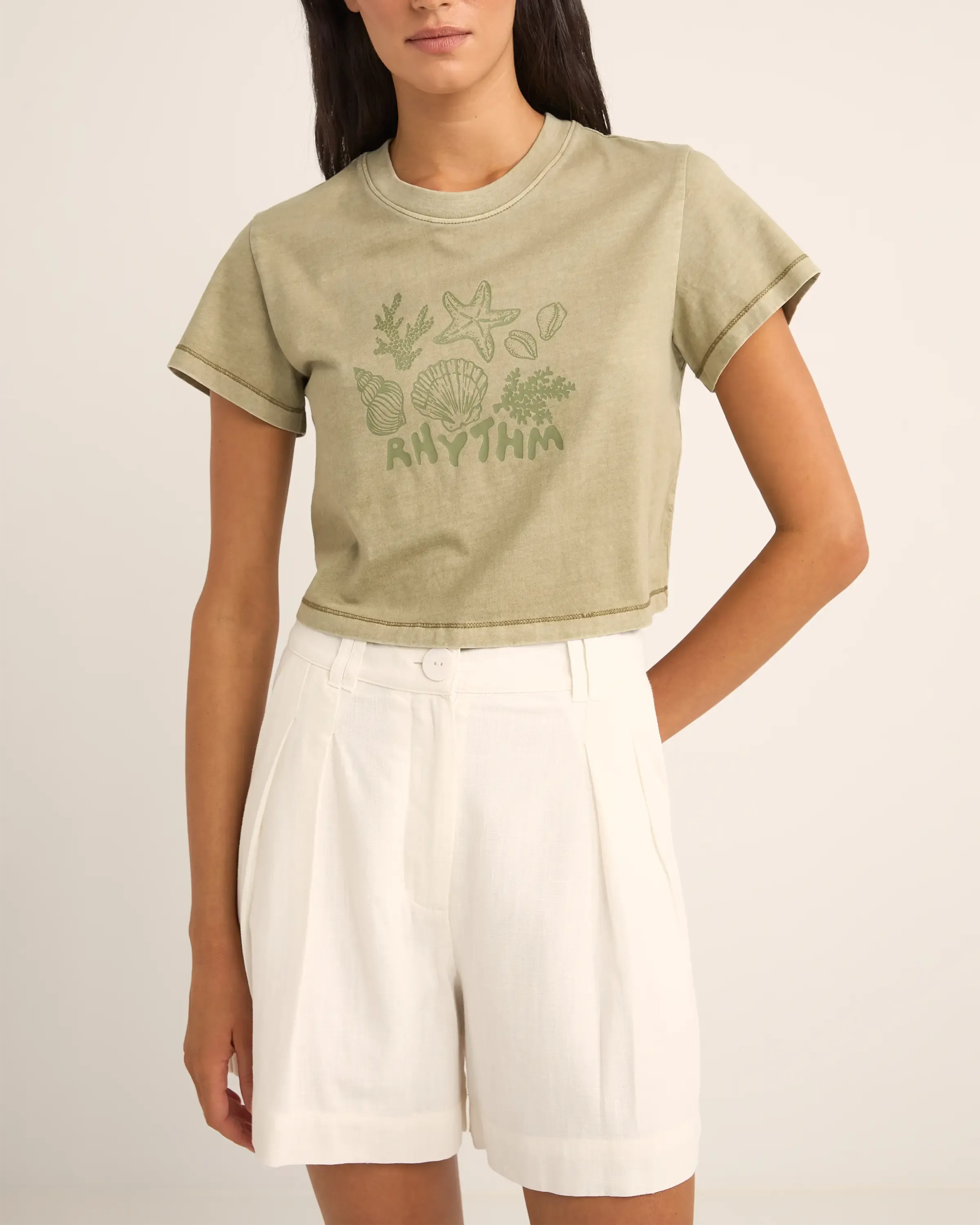 Beachcomber Crop Crew T-Shirt in Ivy