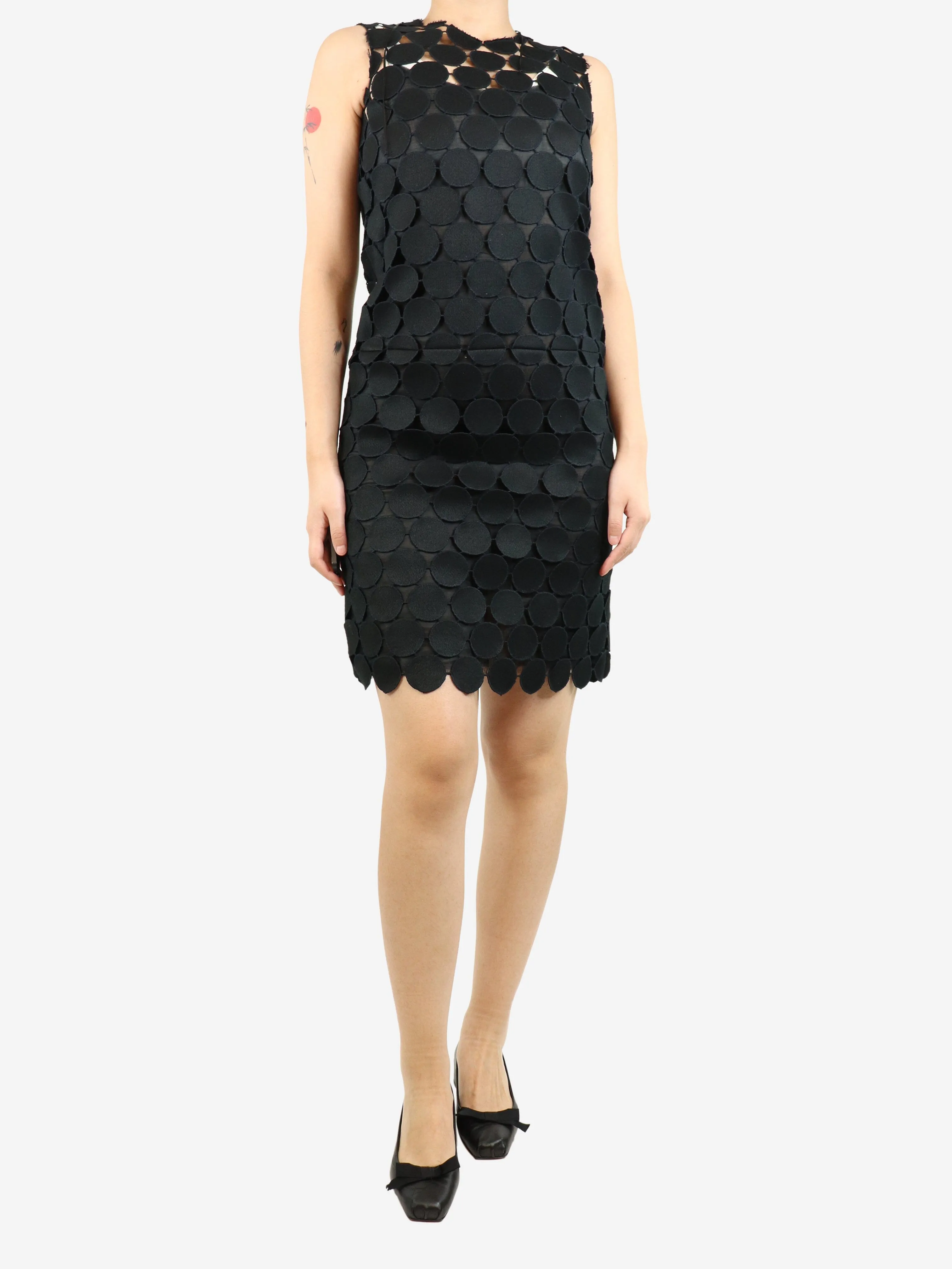 Black circle cutout midi dress - size UK 8