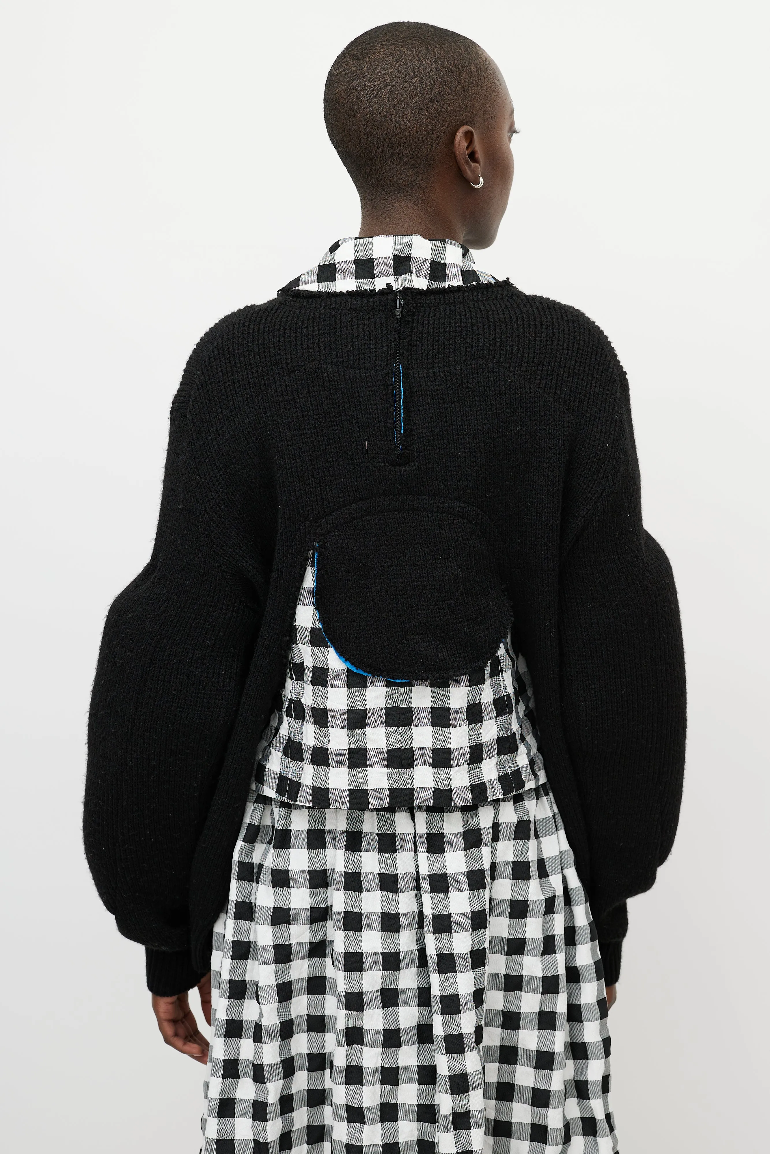 Black Knit Cut Out Padded Cardigan