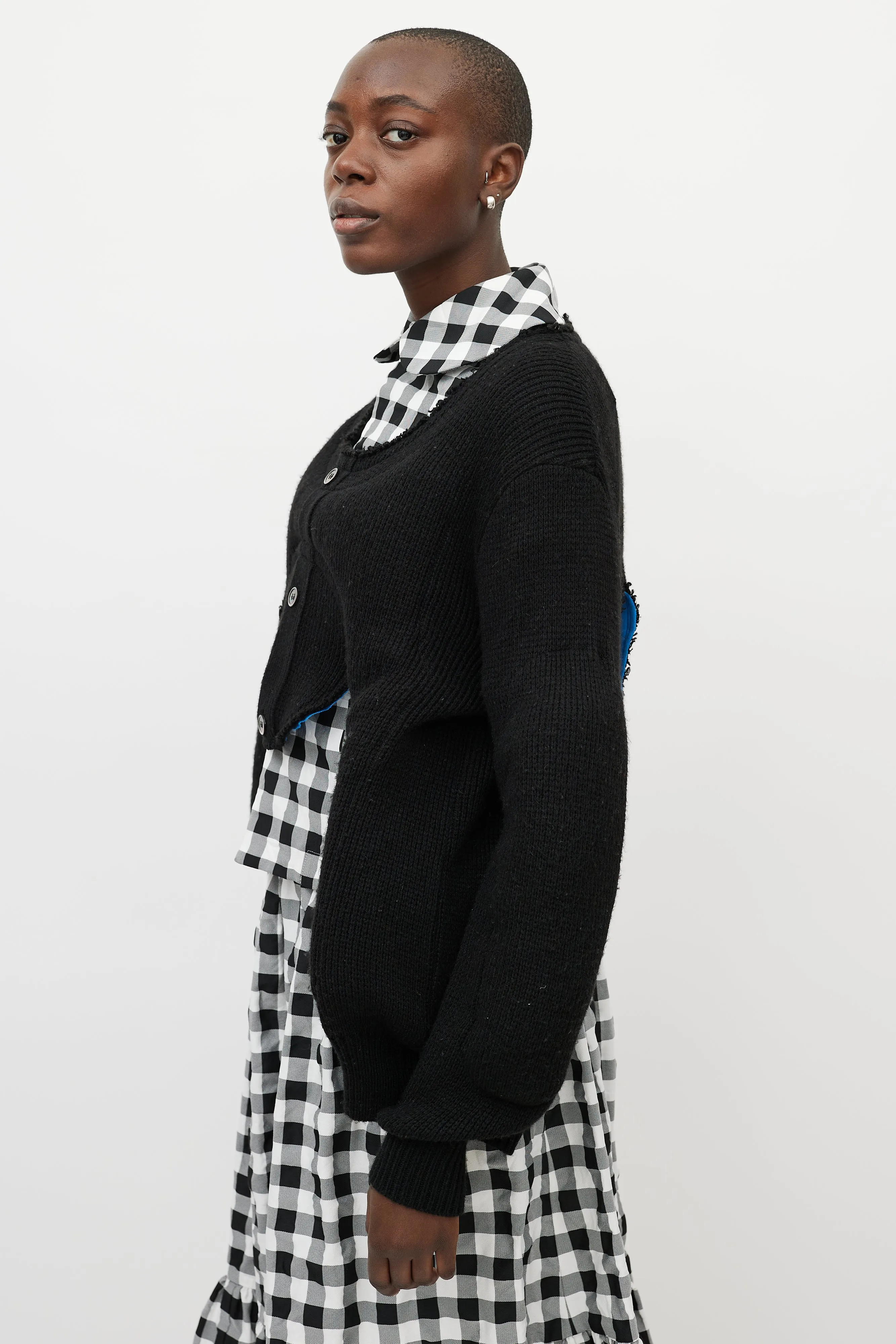 Black Knit Cut Out Padded Cardigan