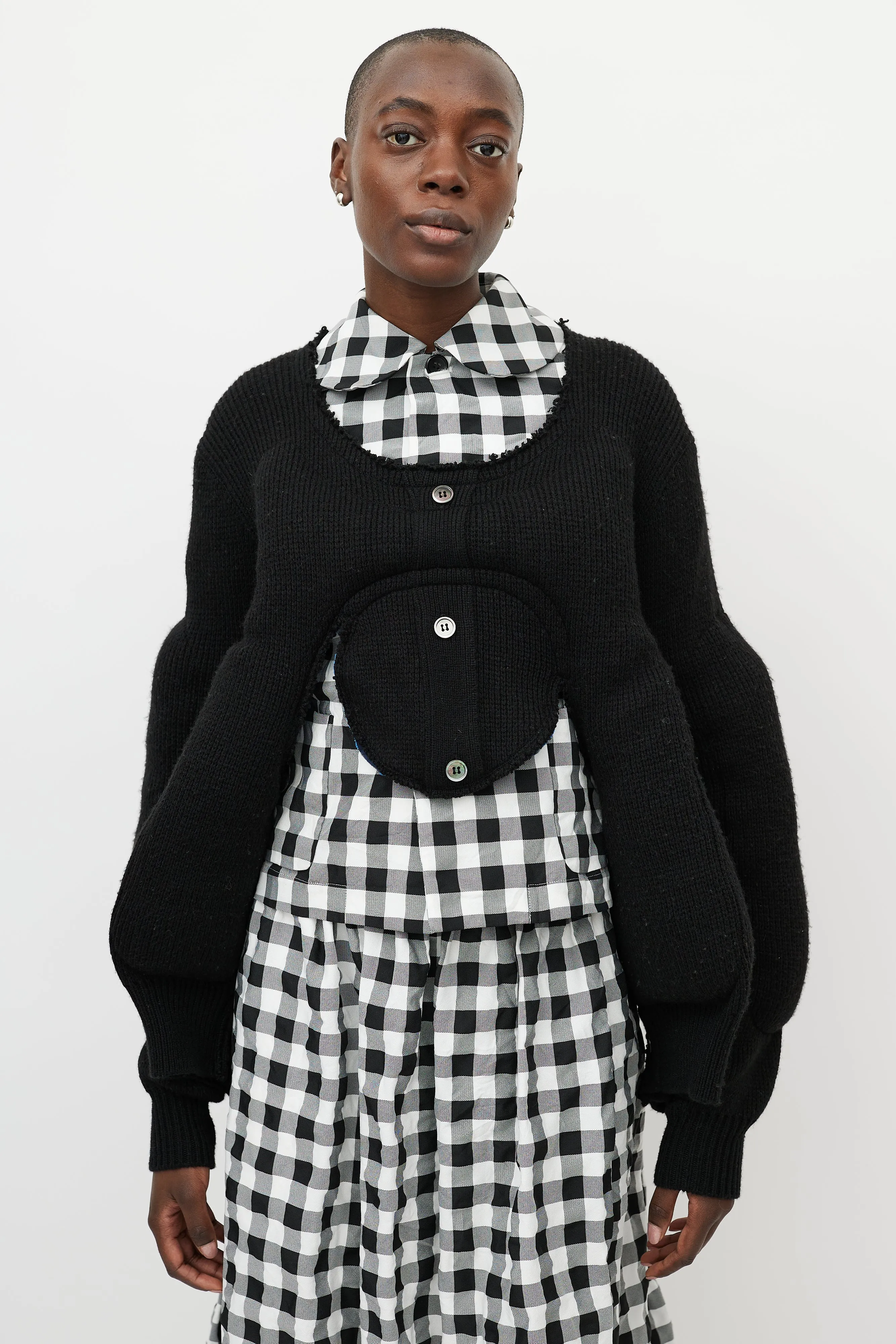 Black Knit Cut Out Padded Cardigan