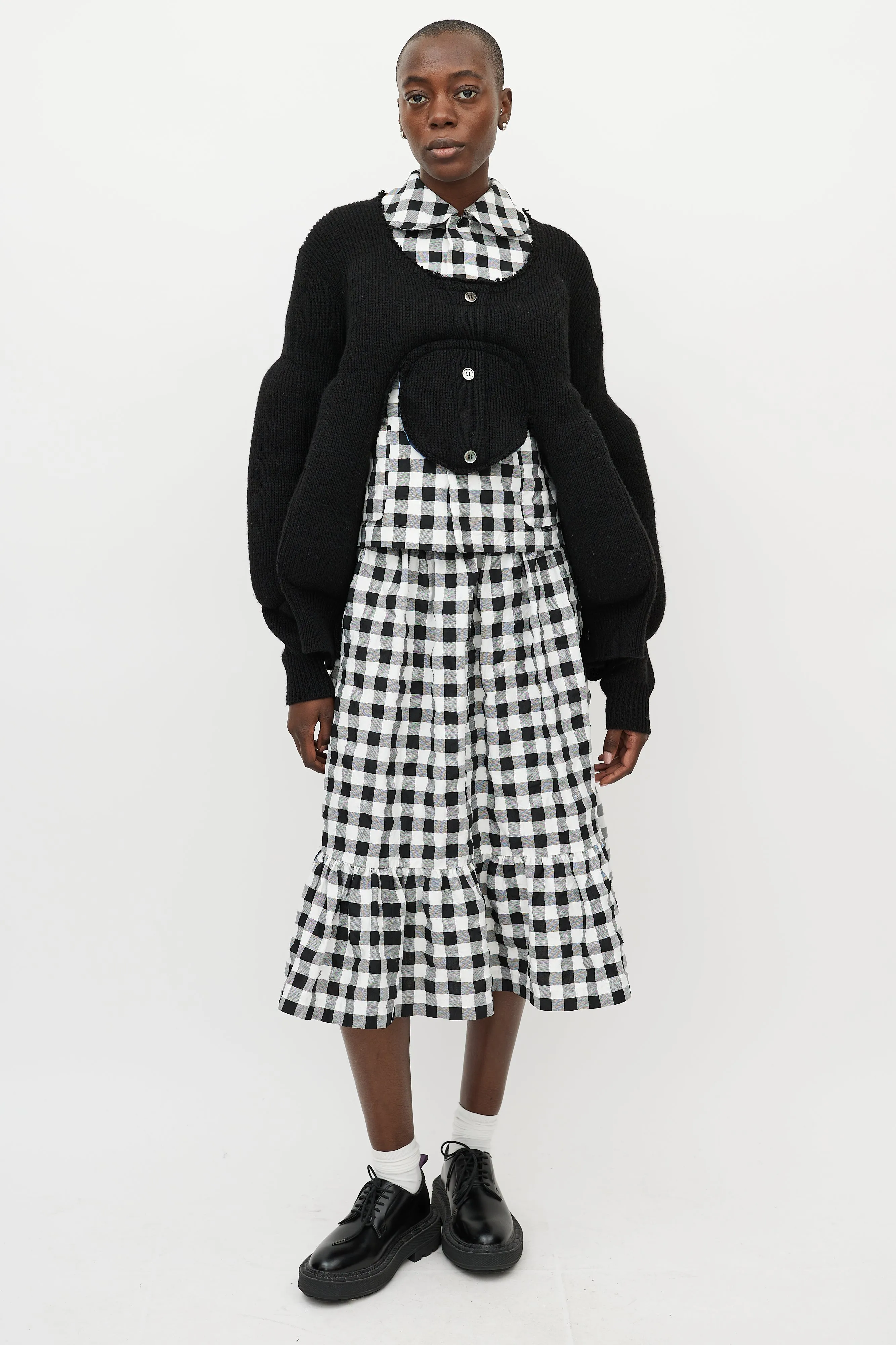 Black Knit Cut Out Padded Cardigan