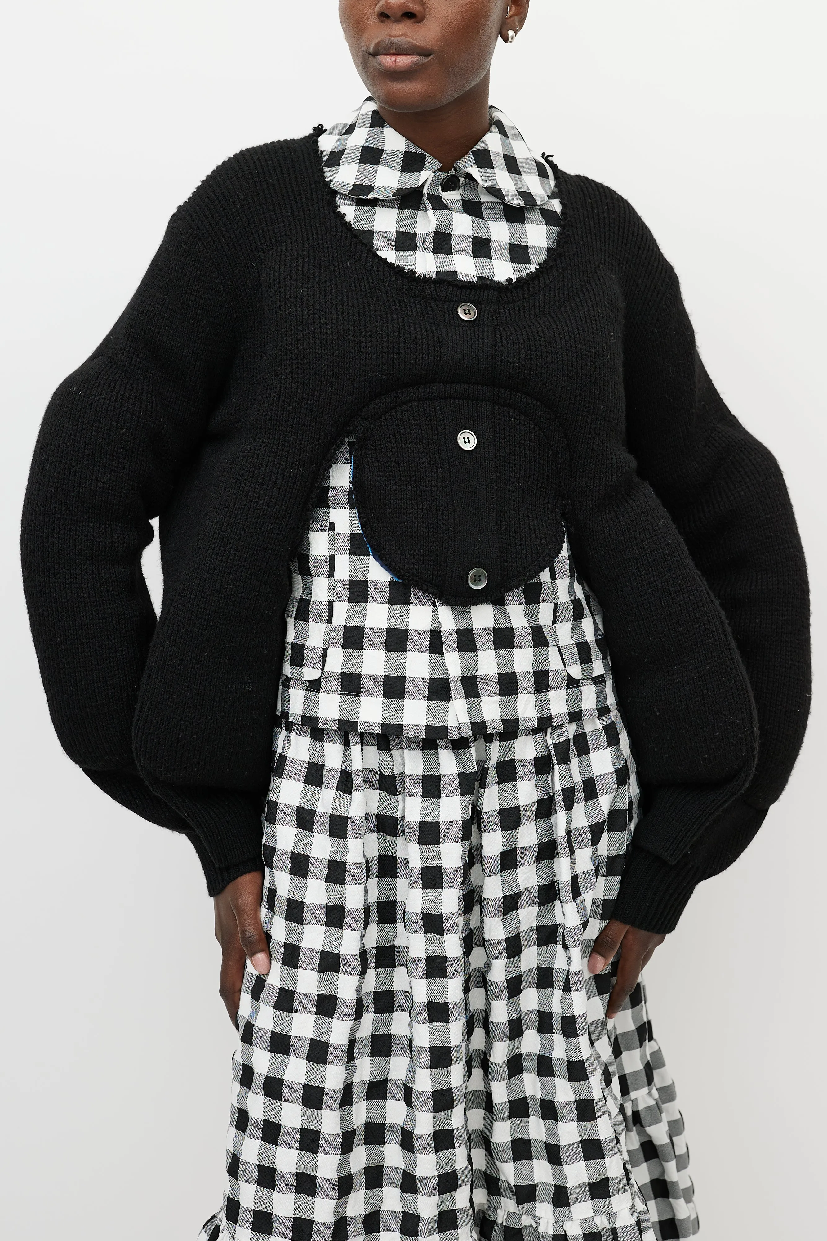 Black Knit Cut Out Padded Cardigan