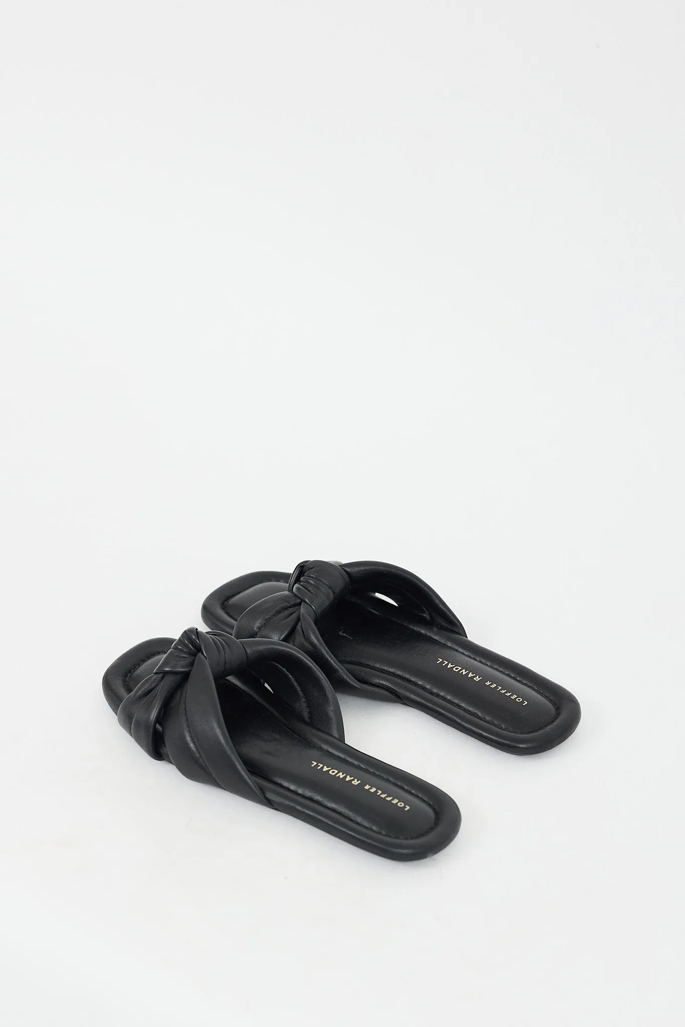 Black Leather Pollyn Knit Slide