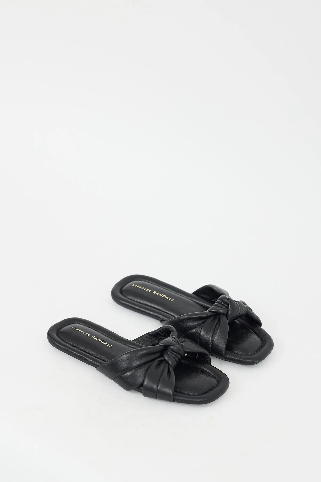 Black Leather Pollyn Knit Slide