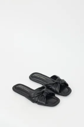 Black Leather Pollyn Knit Slide