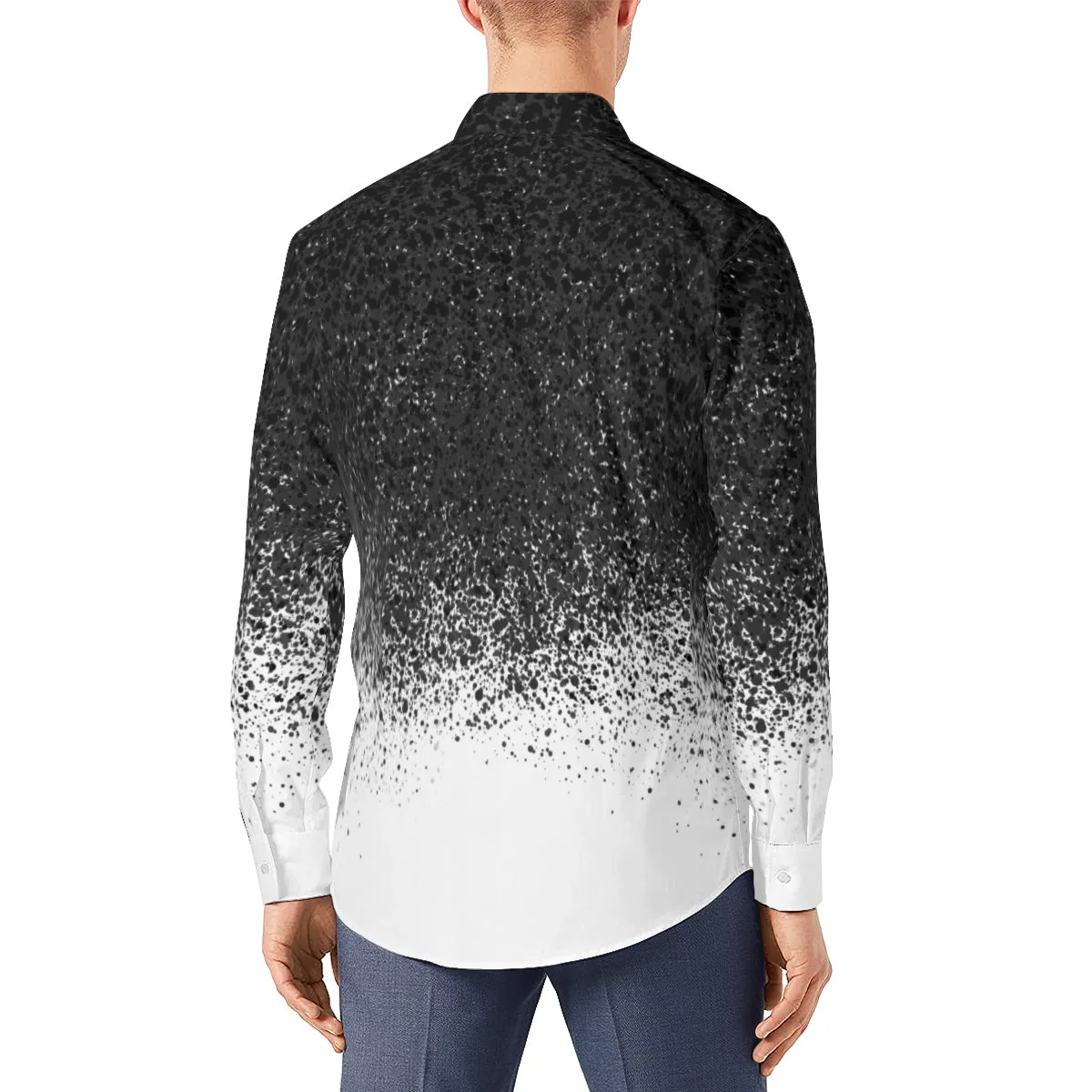 Black Ombre Shirt, 90s Grunge Shirt, Rocker Style Shirt, Men's ombre shirt, Artistic Shirt, Unique Shirt Men, Gifts for him, Dress Shirt Men