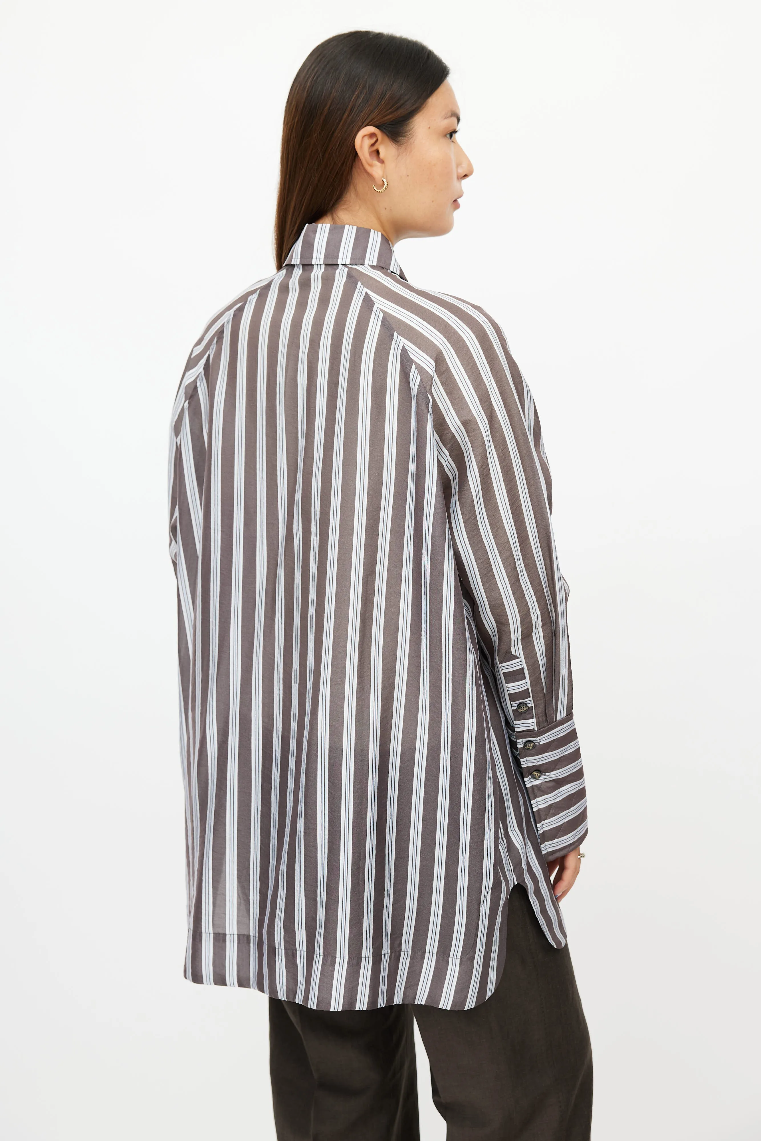 Blue & Brown Stripe Oversized Shirt