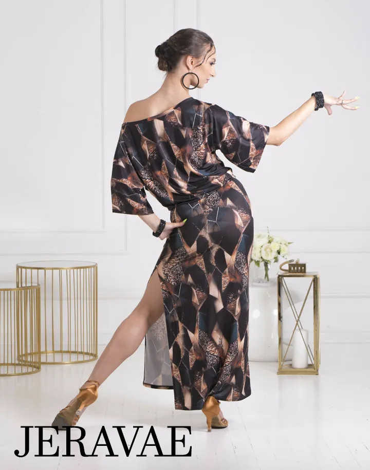 Body Positive Senga Dancewear DAHLIA Geometric Print Latin Practice Dress with Side Slit Sizes XL-4XL PRA 1067 in Stock