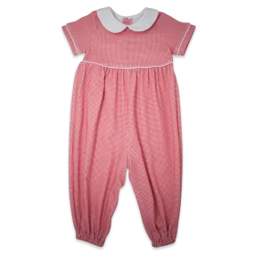 Boys Red Mini Gingham Pima Romper