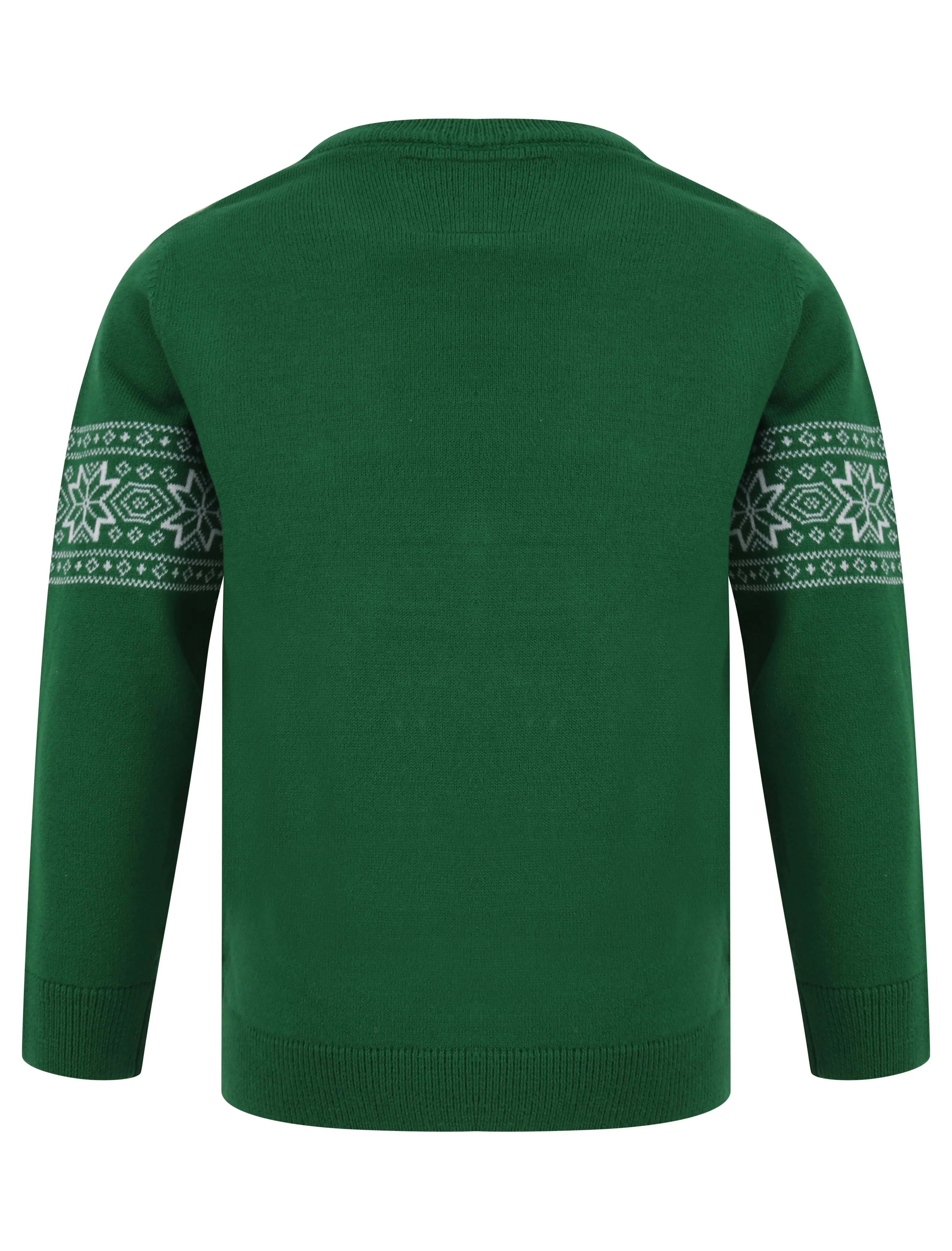 Boys Rockin Robin Novelty Christmas Jumper in Green - Merry Christmas Kids (5-13yrs)
