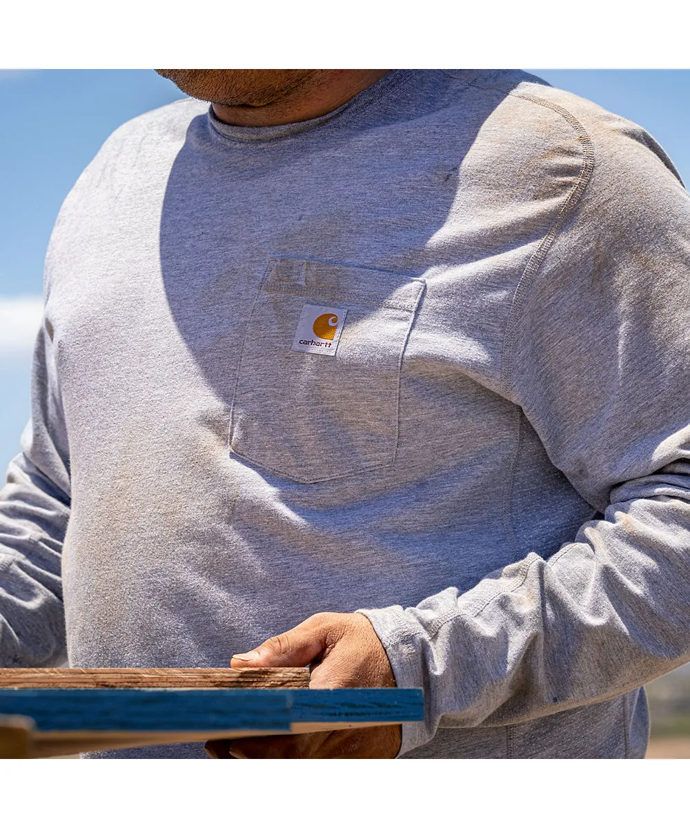 Carhartt Men&#39;s Force Long Sleeve Pocket T-shirt - Heather Grey