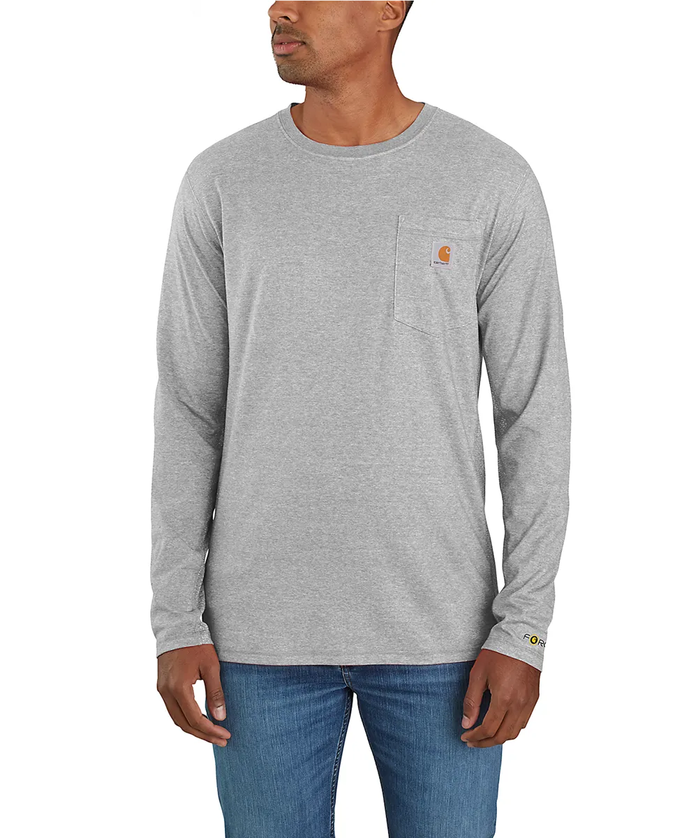 Carhartt Men&#39;s Force Long Sleeve Pocket T-shirt - Heather Grey