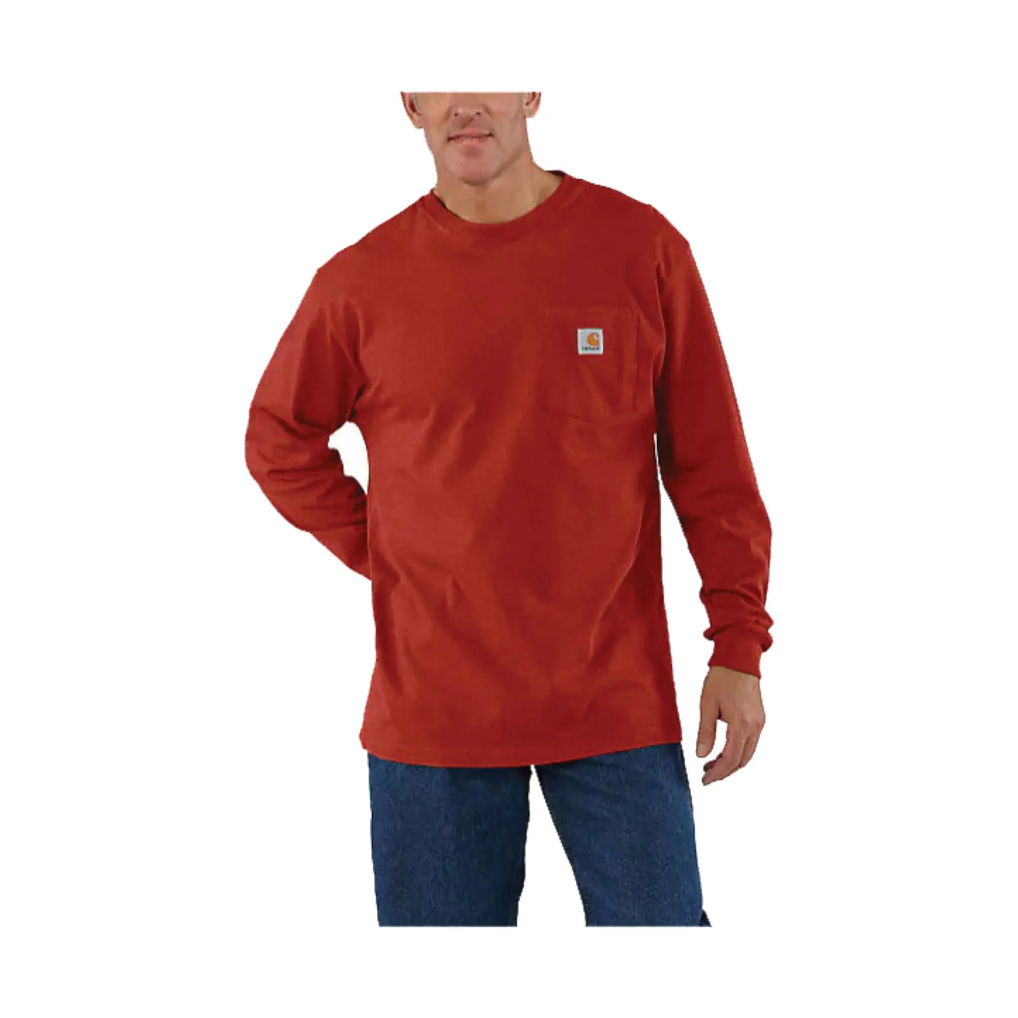 Carhartt Men's Long Sleeve Workwear Pocket T-Shirt - Chili Pepper Heather - ONLINE STORE CREDIT/EXCHANGE ONLY