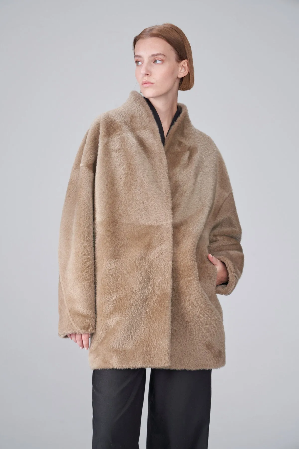 Celya - Beige Shearling Coat