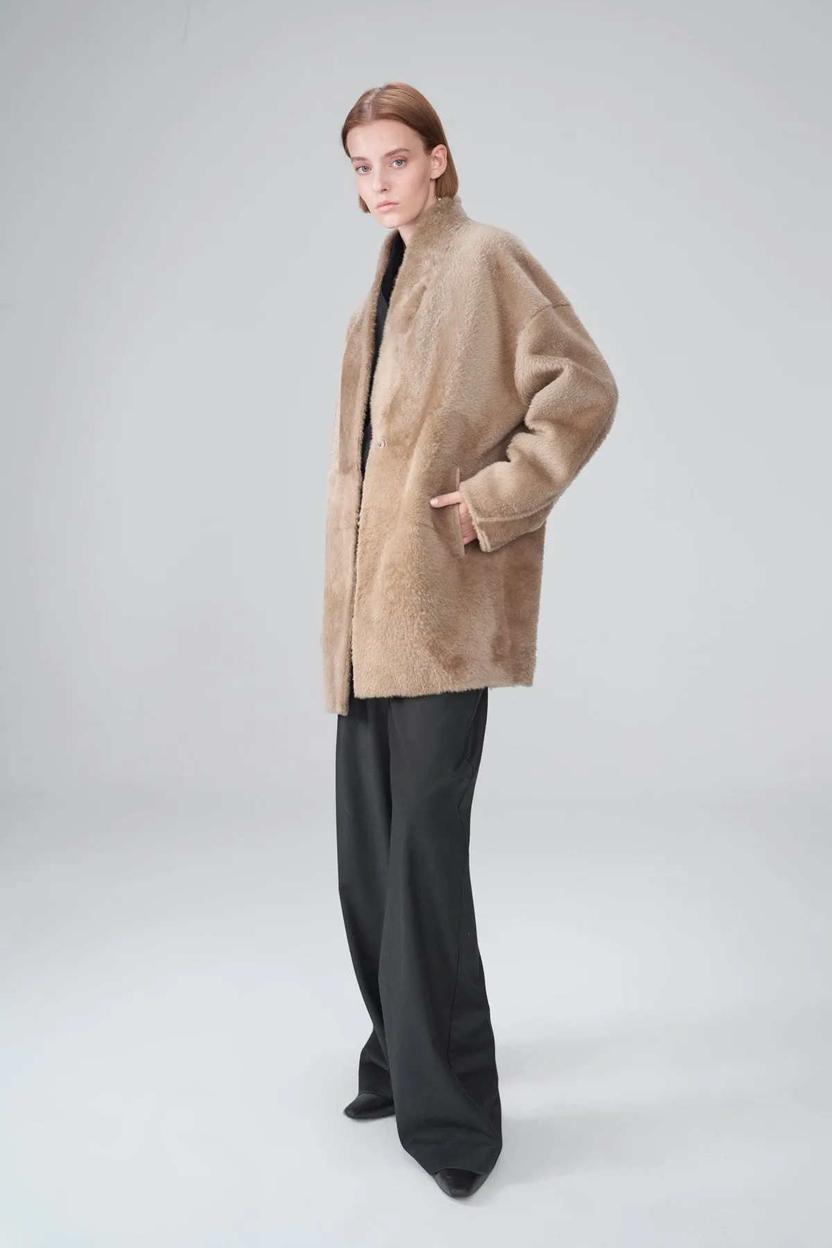 Celya - Beige Shearling Coat
