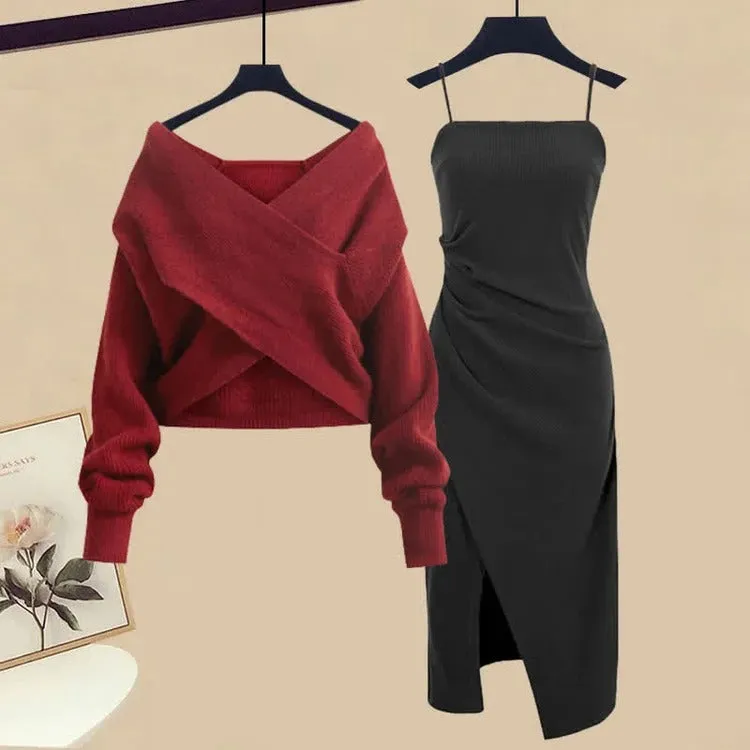 Chic Ruffled Midi Two-Piece Ensemble