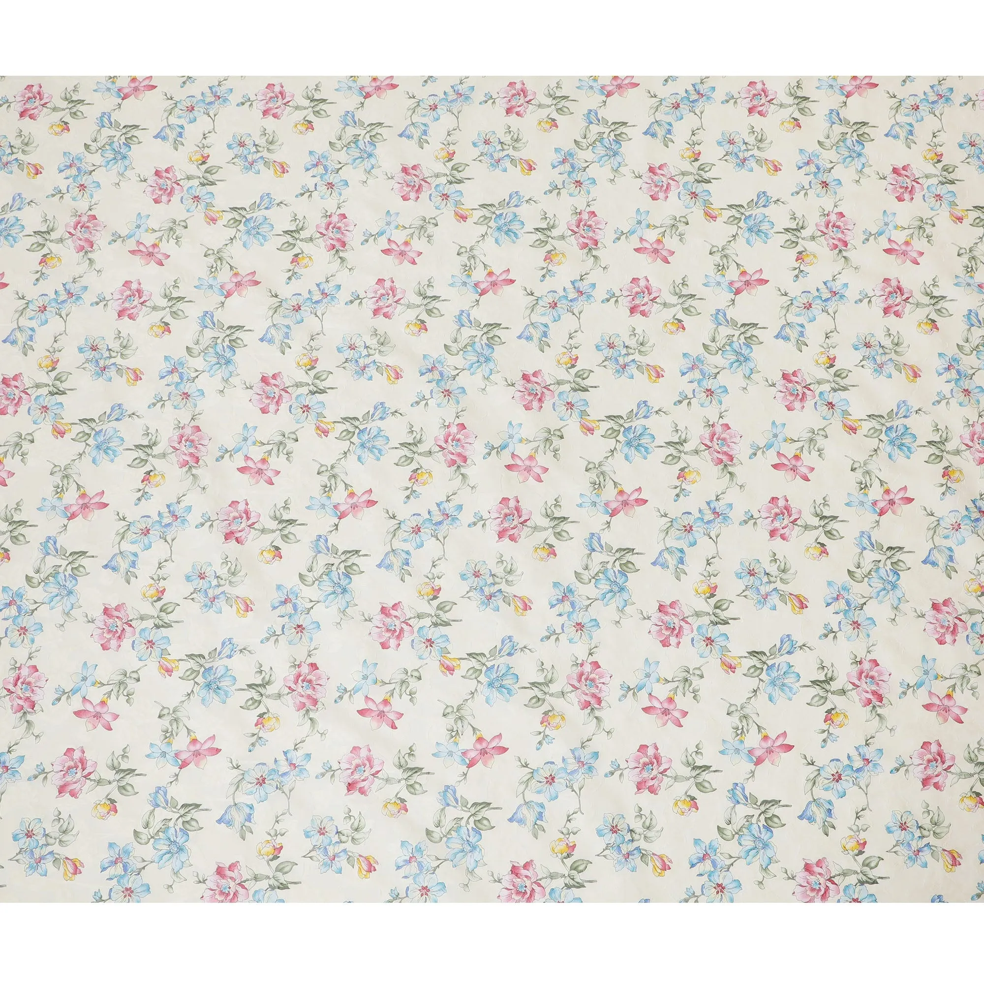 Classic Ivory Uragiri Cotton Voile Fabric with Delicate Multicolored Floral Print, 110 cm Wide - Timeless Indian Elegance-D18985