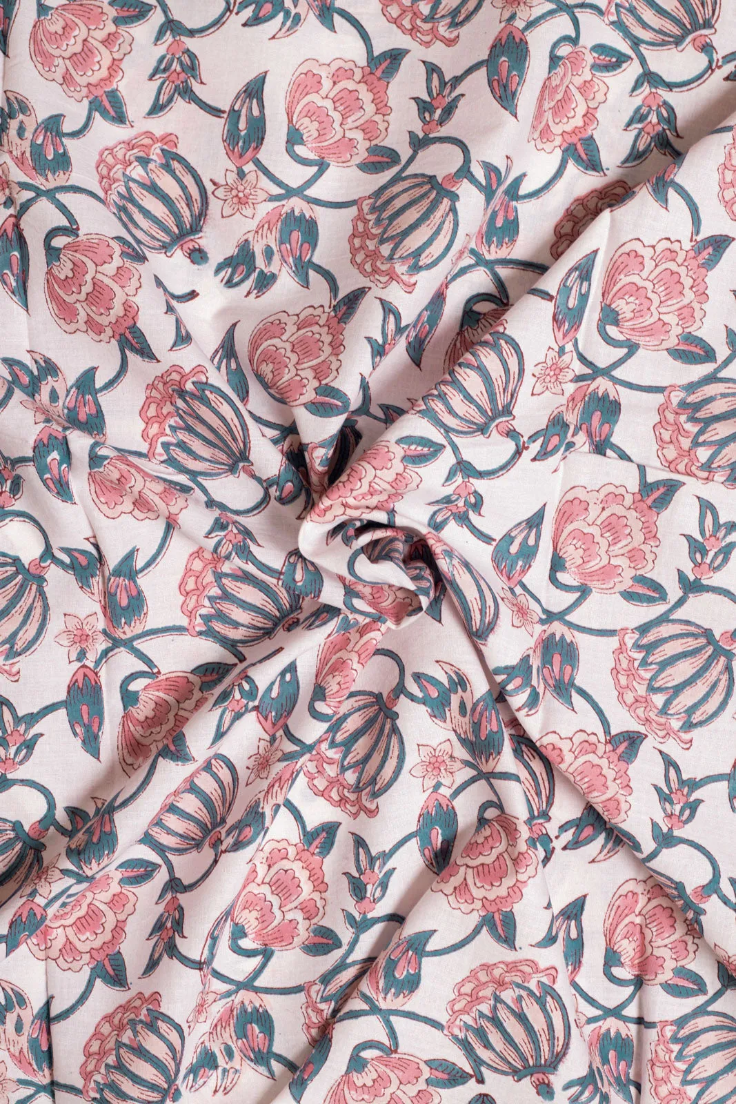 Coral Bells Cotton Hand Block Printed Fabric