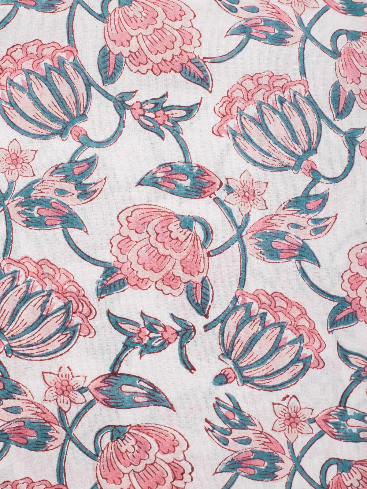 Coral Bells Cotton Hand Block Printed Fabric