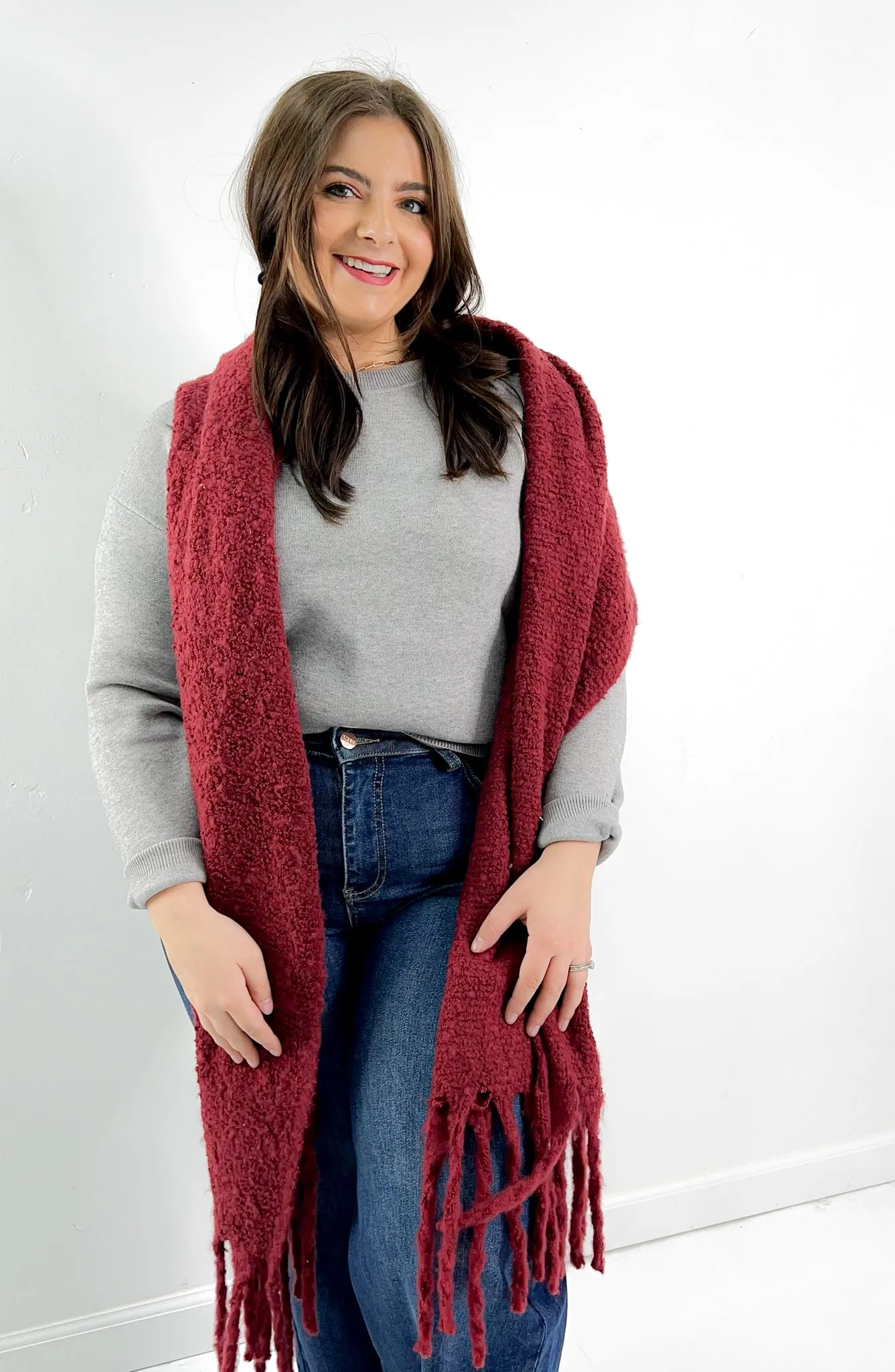 Cozy Knit Scarf with Tassels