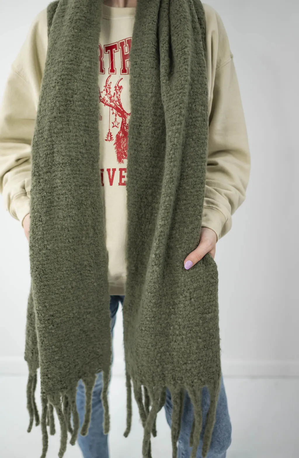 Cozy Knit Scarf with Tassels