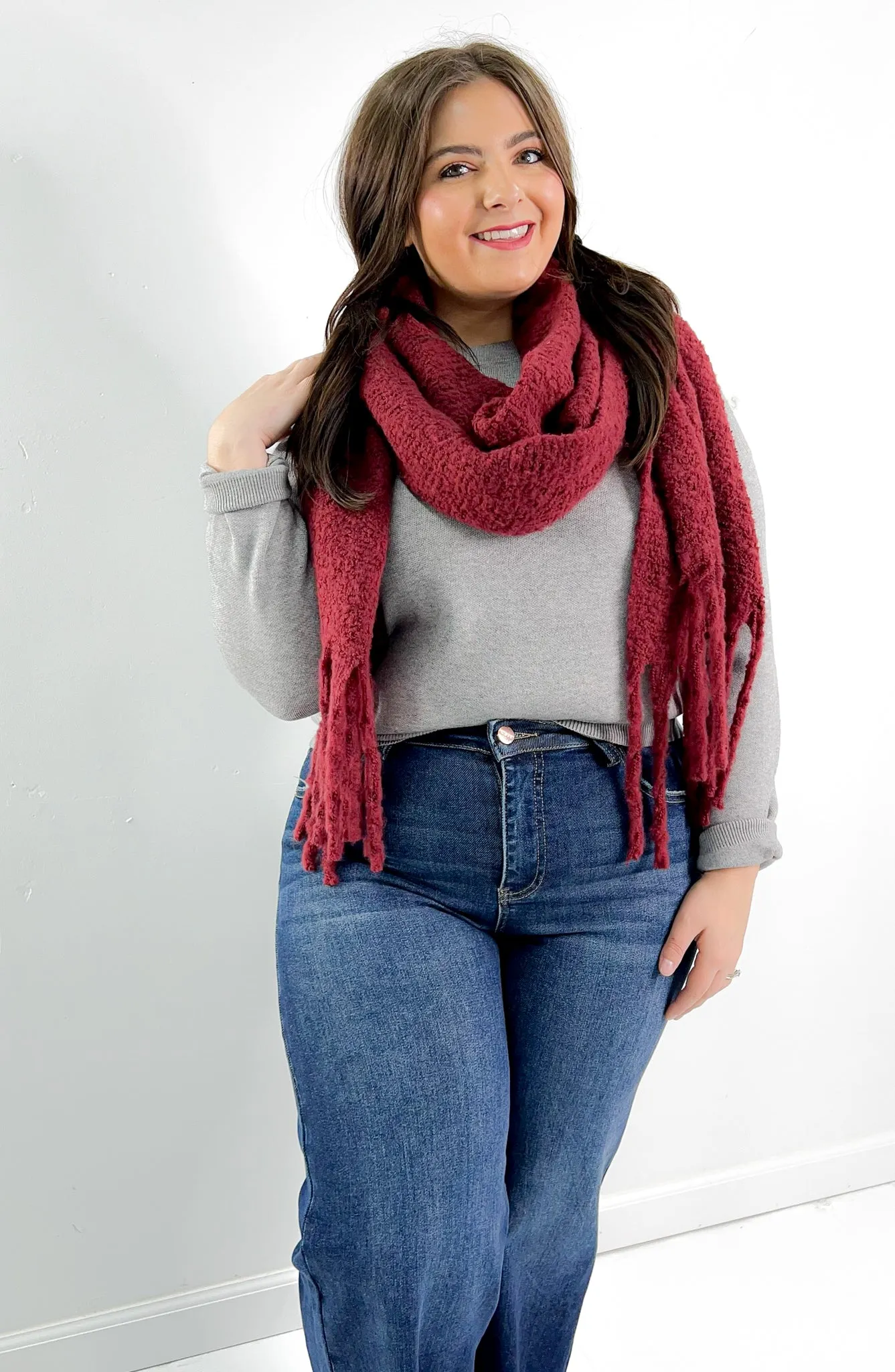 Cozy Knit Scarf with Tassels