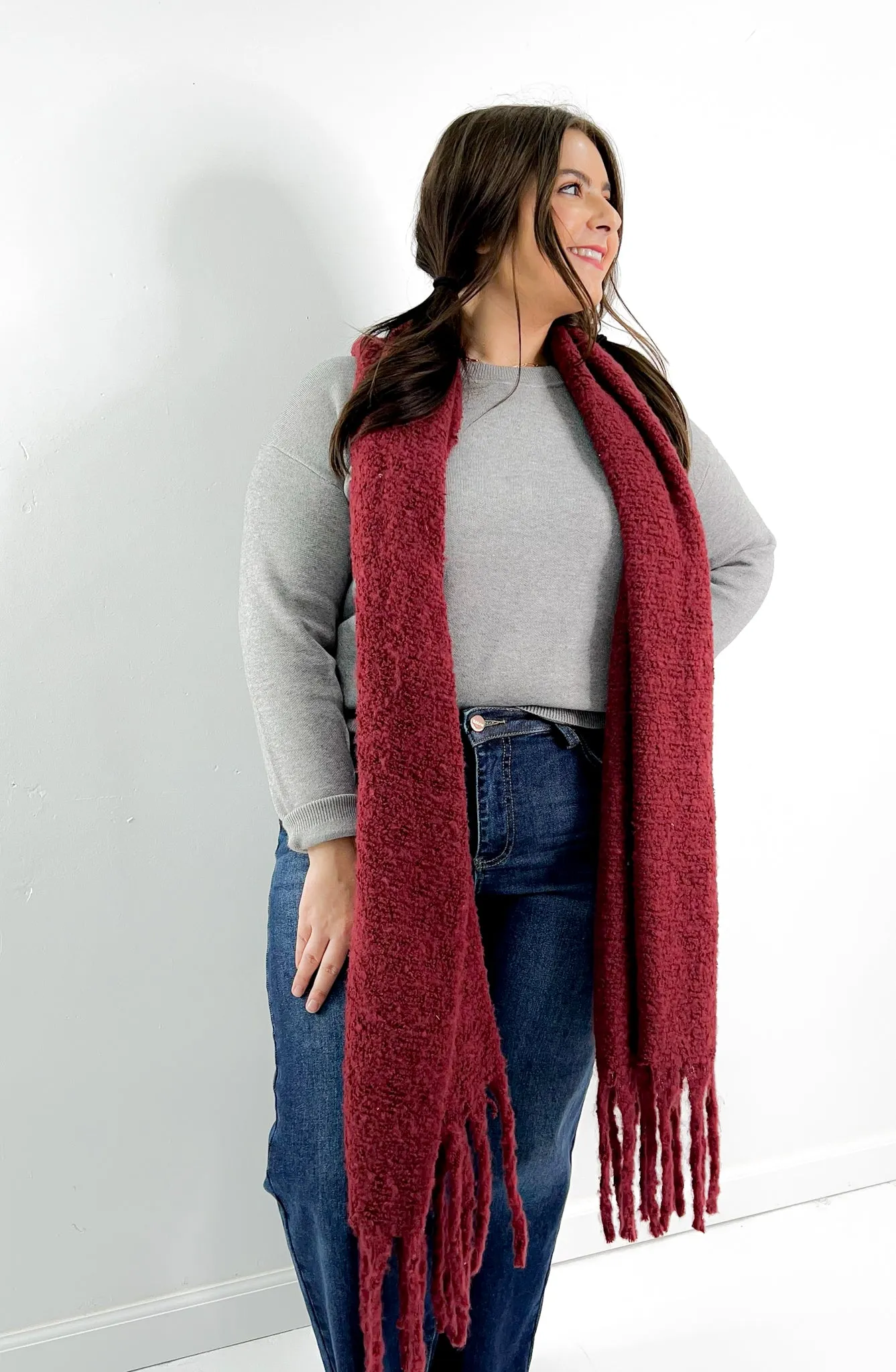 Cozy Knit Scarf with Tassels