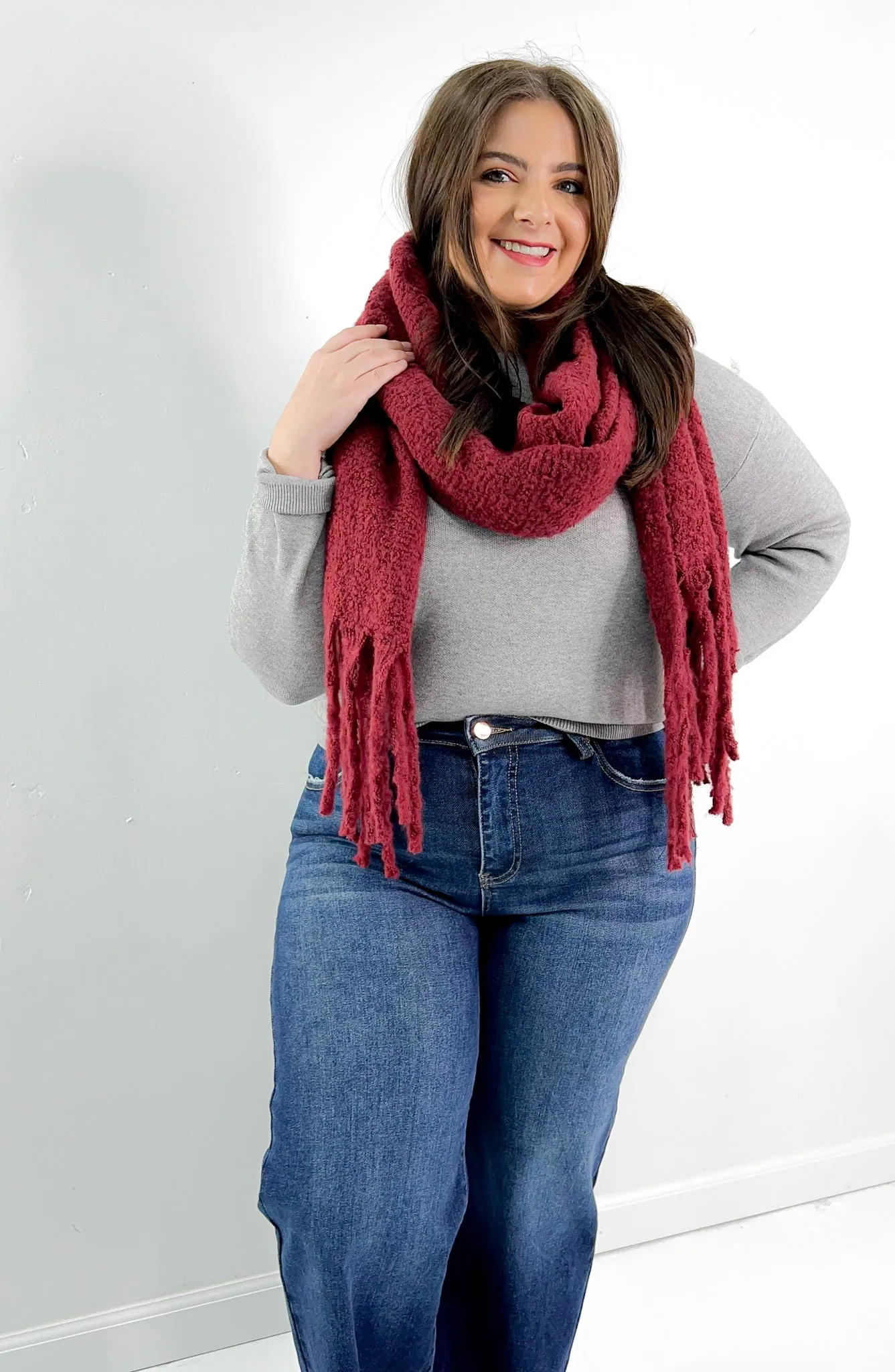 Cozy Knit Scarf with Tassels