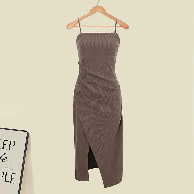 Cross Crop Hoodie: Your Ruffle Split Slip Dress Combo