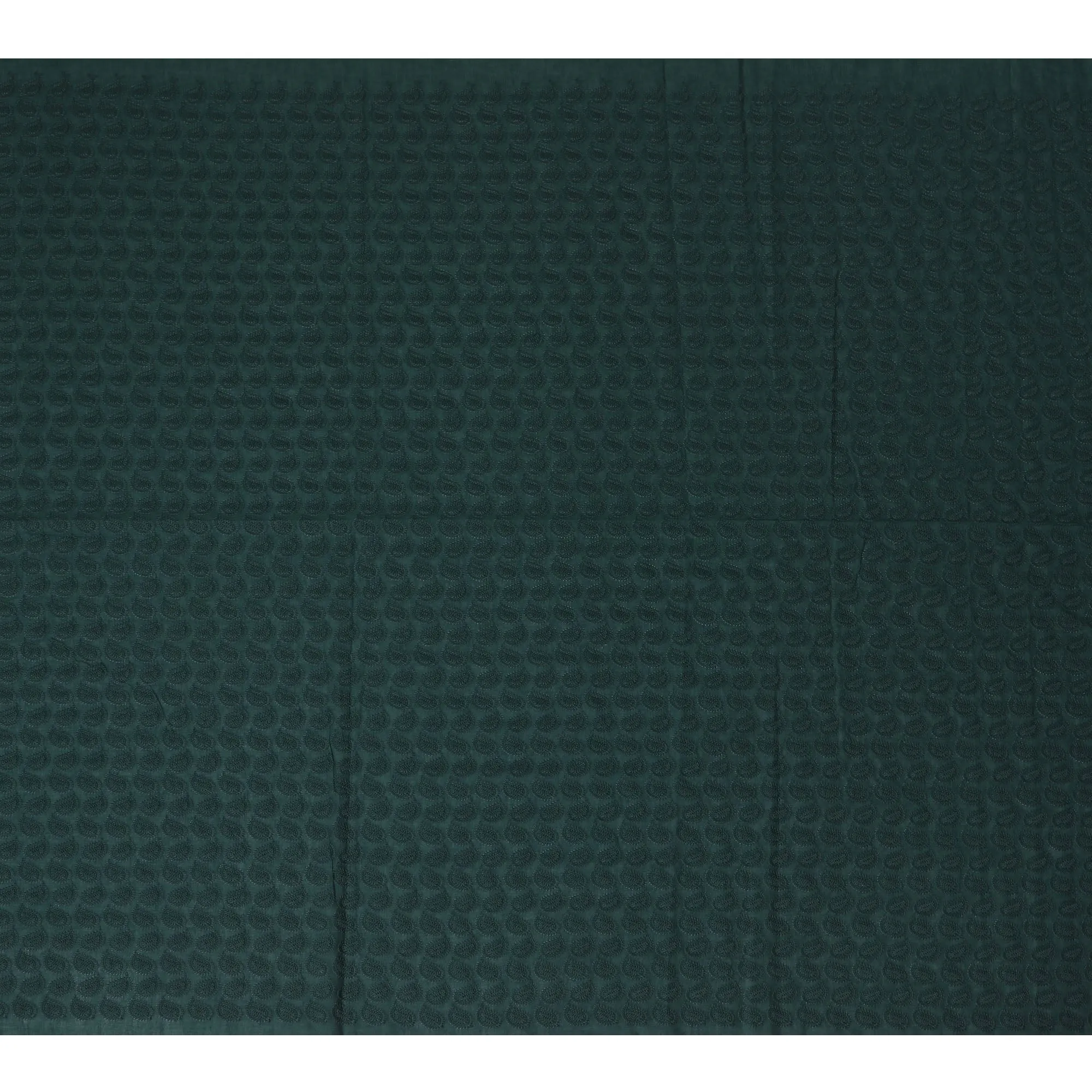 Deep Forest Green Cotton Voile Fabric with Embossed Leaf Design, 110 cm Width-D20113